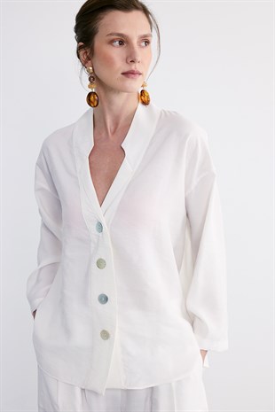 Helia Oversize Gömlek Ekru