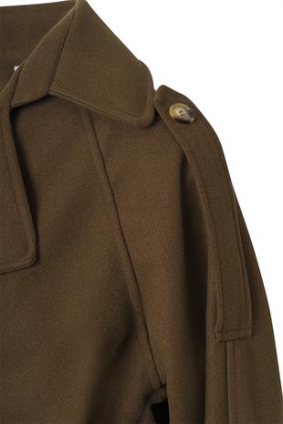 Kahverengi Apoletli Kısa Kaşe Kaban KAHVERENGİ