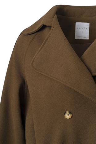 Kahverengi Apoletli Kısa Kaşe Kaban KAHVERENGİ