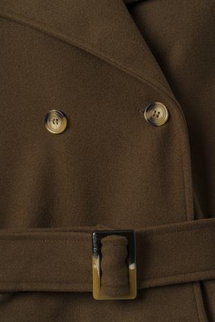 Kahverengi Apoletli Kısa Kaşe Kaban KAHVERENGİ