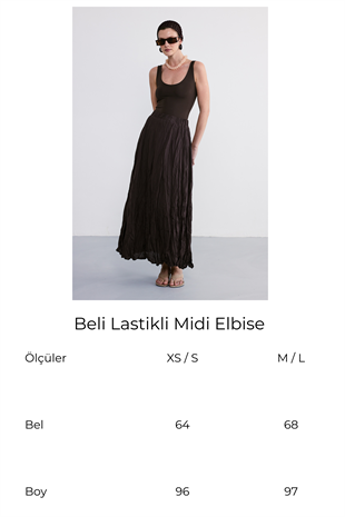 Kahverengi Beli Lastikli Midi Etek Kahverengi