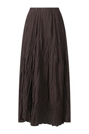Kahverengi Beli Lastikli Midi Etek KAHVERENGİ