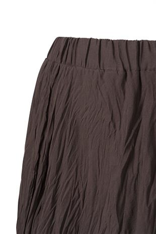 Kahverengi Beli Lastikli Midi Etek KAHVERENGİ