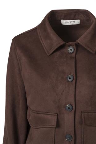 Kahverengi Düğmeli Kısa Nubuk Ceket KAHVERENGİ