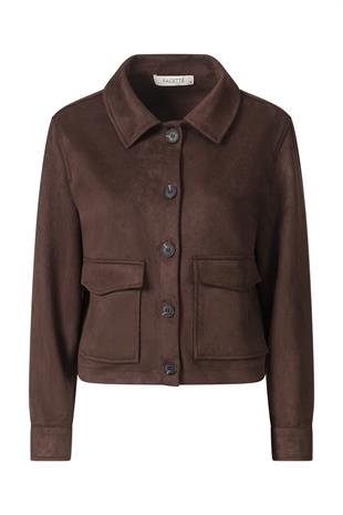 Kahverengi Düğmeli Kısa Nubuk Ceket KAHVERENGİ