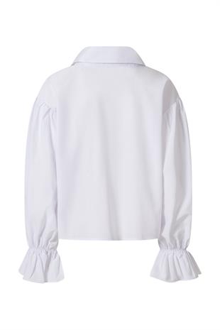 Kolu Volanlı Gömlek Beyaz