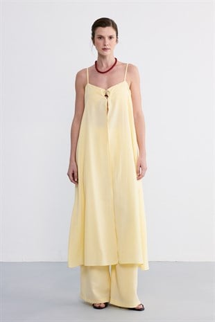 Lace Midi Pelerin Sarı