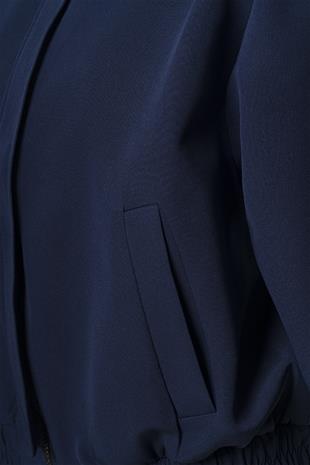 Lacivert Vatkalı Kısa Bomber Ceket LACİVERT