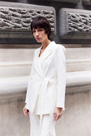 Limited Edition Kuşaklı Ceket Ekru