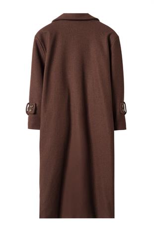 Linea Apoletli Uzun Kaşe Kaban Acı Kahve