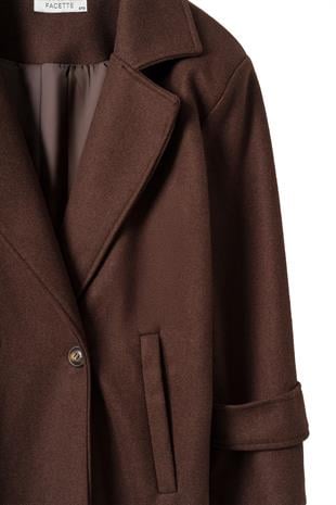 Linea Apoletli Uzun Kaşe Kaban Acı Kahve