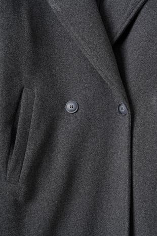 Linea Apoletli Uzun Kaşe Kaban Antrasit