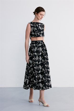 Liora Crop Etek Takım Siyah