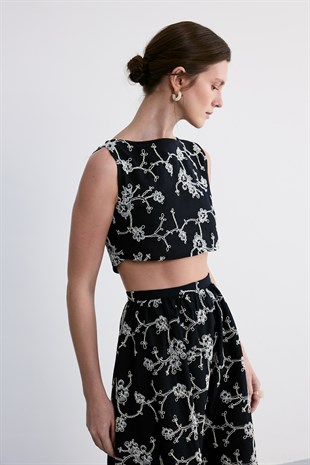Liora Crop Etek Takım Siyah