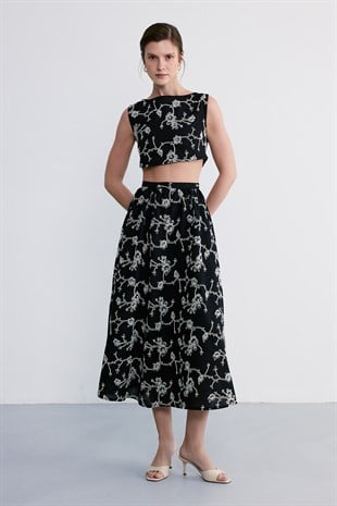 Liora Crop Etek Takım Siyah