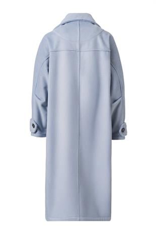 Mirelle Dik Yaka Kaşe Kaban Açık Mavi