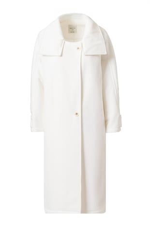 Mirelle Dik Yaka Kaşe Kaban Ekru