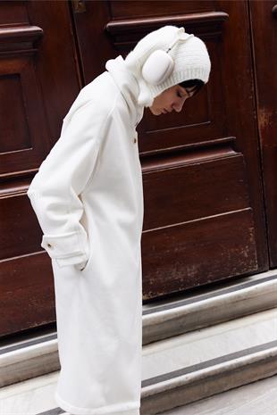 Mirelle Dik Yaka Kaşe Kaban Ekru