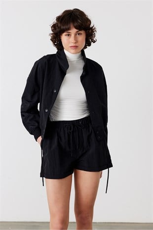 Motion Paraşüt Ceket Şort Takım Siyah