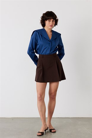 Nira Şortlu Mini Etek Acı Kahve