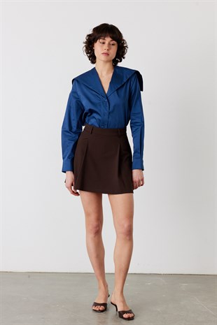 Nira Şortlu Mini Etek Acı Kahve