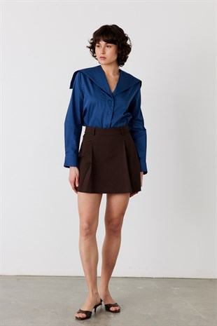 Nira Şortlu Mini Etek Acı Kahve