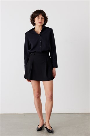 Nira Şortlu Mini Etek Siyah