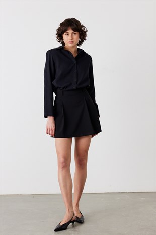 Nira Şortlu Mini Etek Siyah