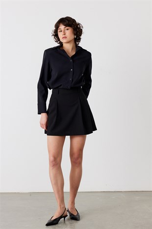 Nira Şortlu Mini Etek Siyah