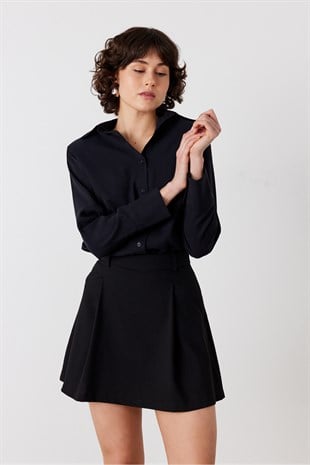 Nira Şortlu Mini Etek Siyah