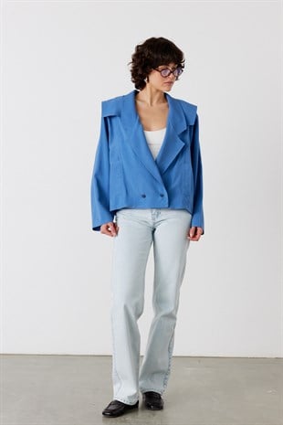 Noctia Pelerinli Ceket Mavi