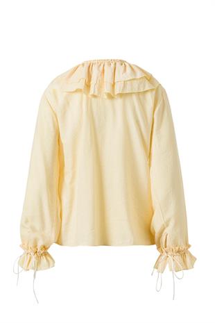 Önden Bağlamalı Fırfırlı Bluz Sarı