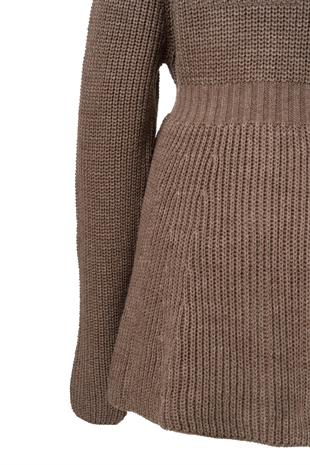 Önden Düğmeli Triko Elbise Vizon