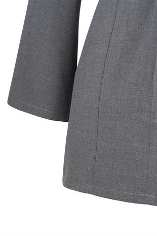 Önü Biye Detay Mini Elbise Gri