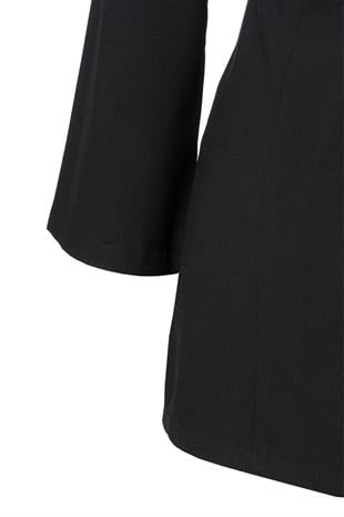 Önü Biye Detay Mini Elbise Siyah