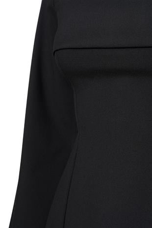 Önü Biye Detay Mini Elbise Siyah