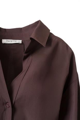 Oversize Poplin Gömlek Acı Kahve