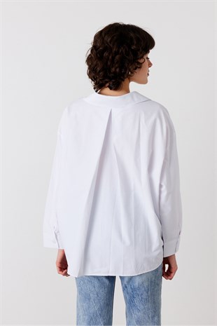 Oversize Poplin Gömlek Beyaz
