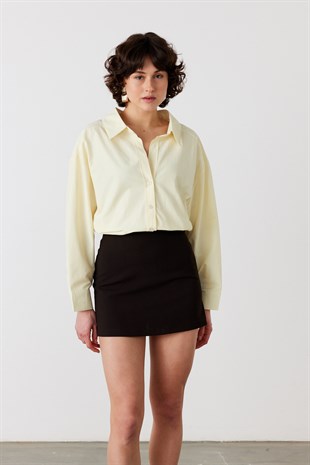Oversize Poplin Gömlek Sarı