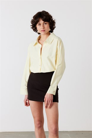 Oversize Poplin Gömlek Sarı
