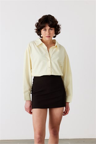 Oversize Poplin Gömlek Sarı