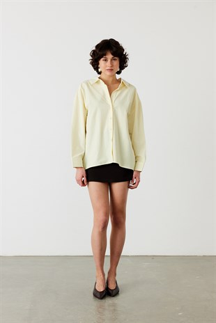 Oversize Poplin Gömlek Sarı