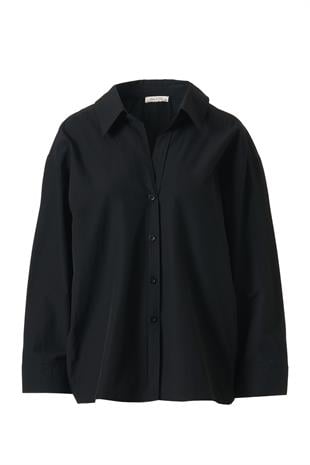 Oversize Poplin Gömlek Siyah