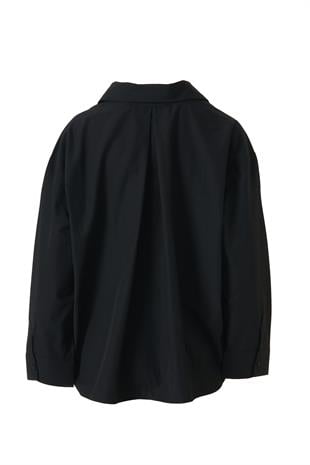 Oversize Poplin Gömlek Siyah