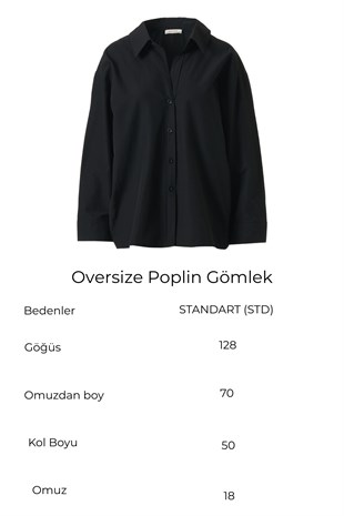 Oversize Poplin Gömlek Siyah