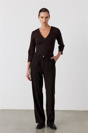 Pensli Straight Fit Pantolon Acı Kahve