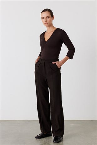 Pensli Straight Fit Pantolon Acı Kahve