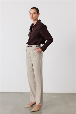 Pensli Straight Fit Pantolon Taş