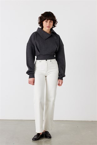 Pulse Crop Sweatshirt Antrasit