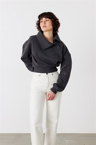 Pulse Crop Sweatshirt Antrasit